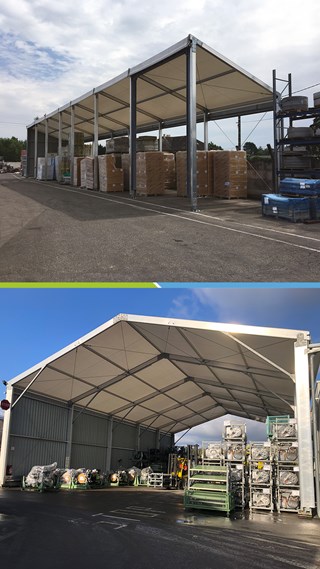 Tente de stockage temporaire : Alustock